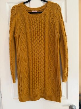 Pink Lily Mustard Ribbed Knit Sweater